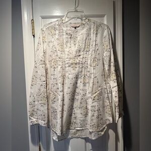 Women’s REBECCA TAYLOR White Top w/ Yellow & Grey Floral/Paisley sz 4